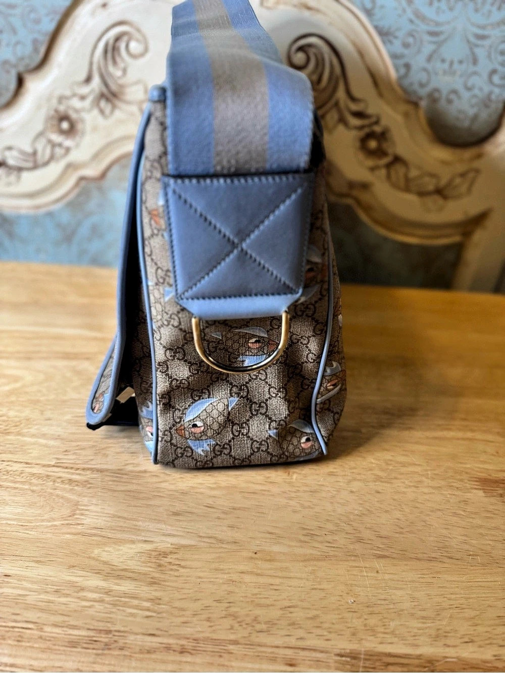 Gucci Tian GG Supreme Small Messenger Bag Brown & Blue - Picture 5 of 14